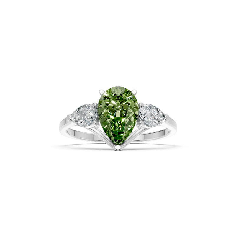 Peridot Three Pear Cut Stone Ring