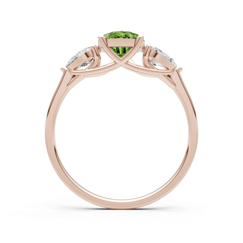 Peridot Three Pear Cut Stone Ring
