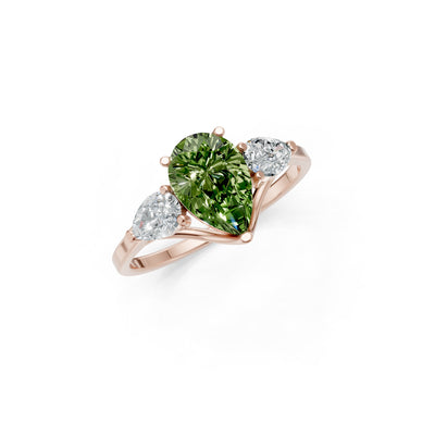 Peridot Three Pear Cut Stone Ring