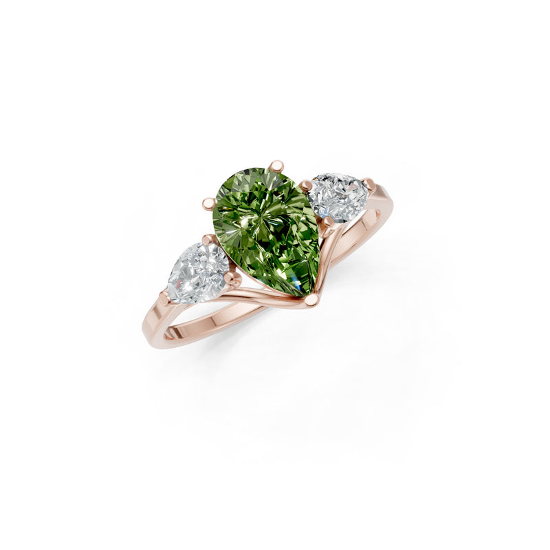 Peridot Three Pear Cut Stone Ring