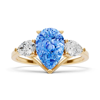 Swiss Blue Topaz Three Pear Cut Stone Ring