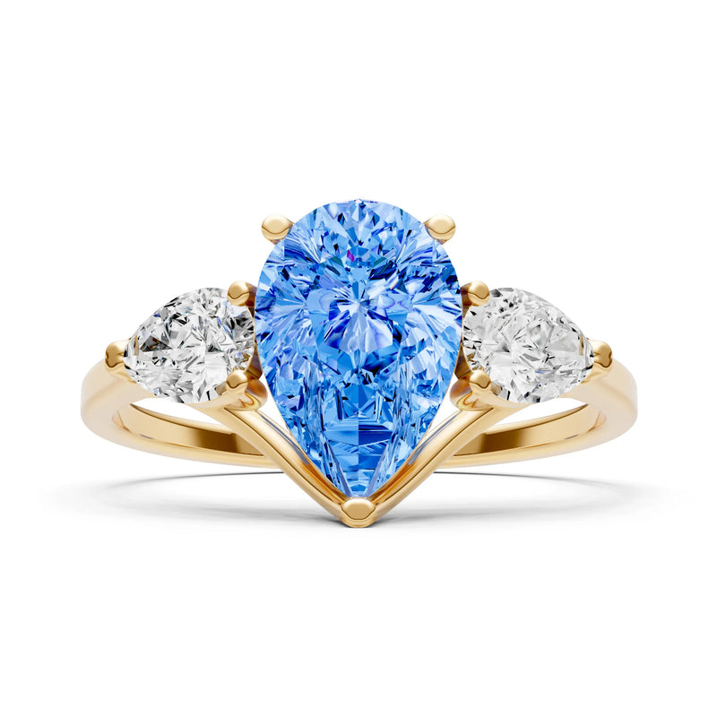 Swiss Blue Topaz Three Pear Cut Stone Ring