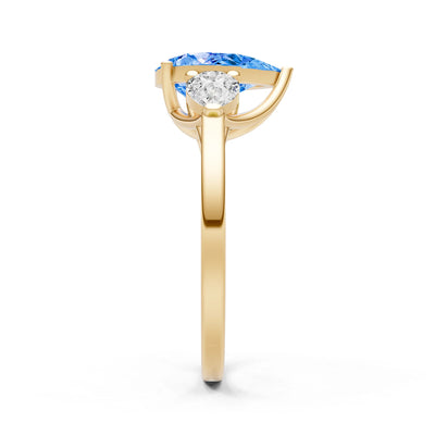 Swiss Blue Topaz Three Pear Cut Stone Ring