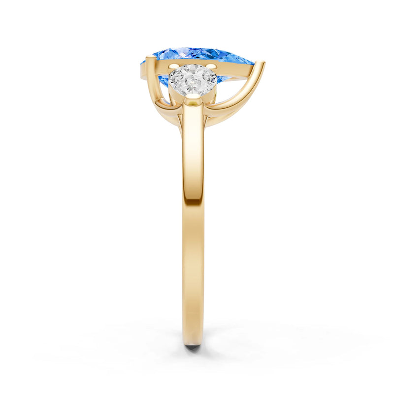 Swiss Blue Topaz Three Pear Cut Stone Ring
