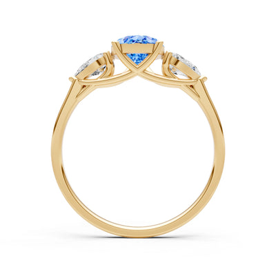 Swiss Blue Topaz Three Pear Cut Stone Ring