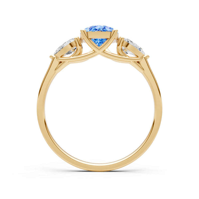 Swiss Blue Topaz Three Pear Cut Stone Ring