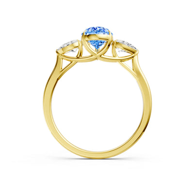 Swiss Blue Topaz Three Pear Cut Stone Ring