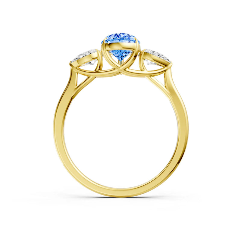 Swiss Blue Topaz Three Pear Cut Stone Ring