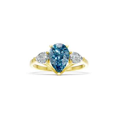 Swiss Blue Topaz Three Pear Cut Stone Ring