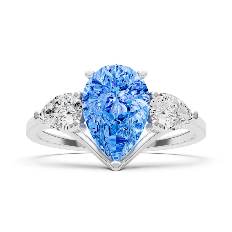 Swiss Blue Topaz Three Pear Cut Stone Ring