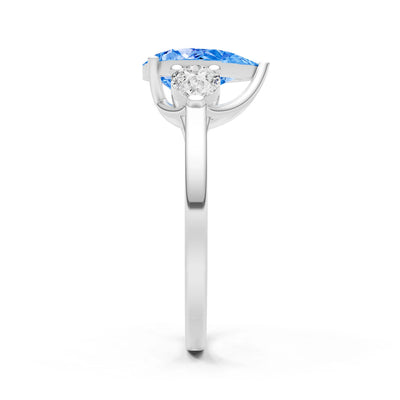 Swiss Blue Topaz Three Pear Cut Stone Ring