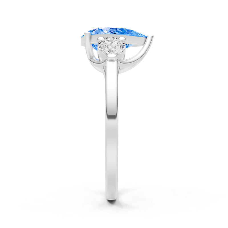 Swiss Blue Topaz Three Pear Cut Stone Ring