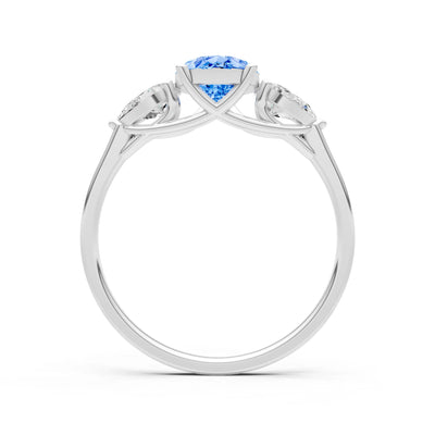 Swiss Blue Topaz Three Pear Cut Stone Ring