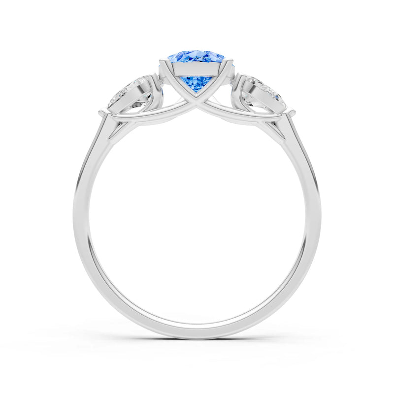 Swiss Blue Topaz Three Pear Cut Stone Ring