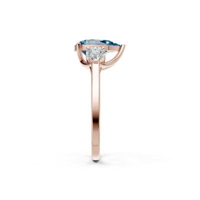 Swiss Blue Topaz Three Pear Cut Stone Ring