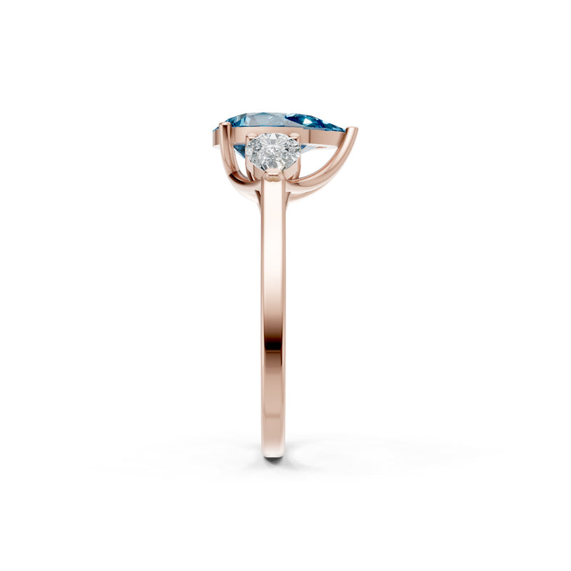 Swiss Blue Topaz Three Pear Cut Stone Ring