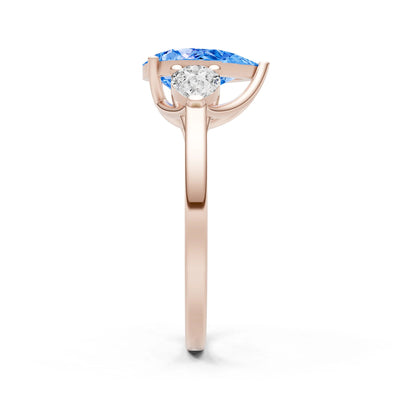 Swiss Blue Topaz Three Pear Cut Stone Ring