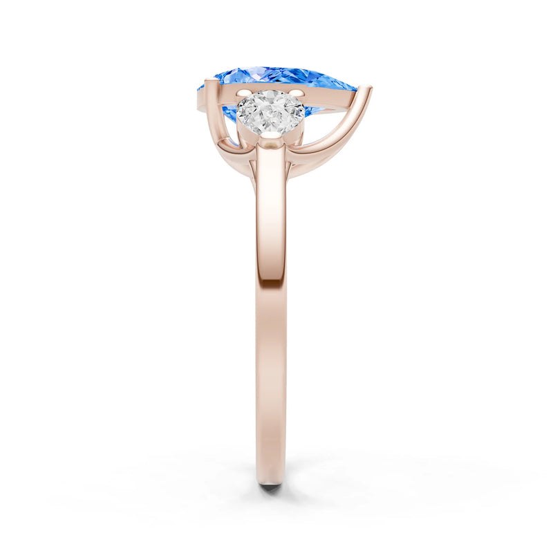 Swiss Blue Topaz Three Pear Cut Stone Ring