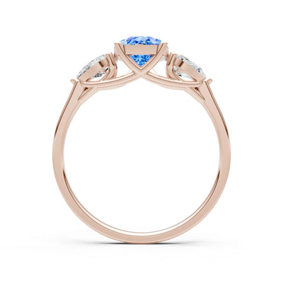 Swiss Blue Topaz Three Pear Cut Stone Ring