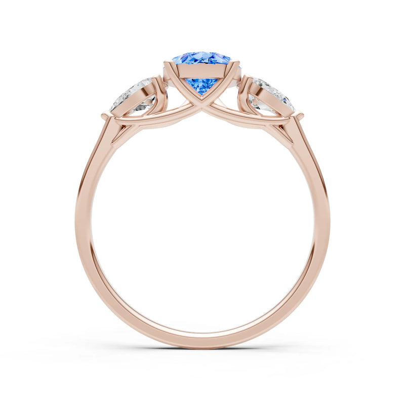Swiss Blue Topaz Three Pear Cut Stone Ring