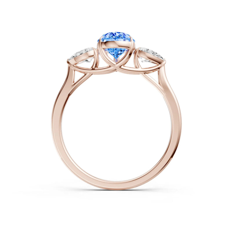 Swiss Blue Topaz Three Pear Cut Stone Ring