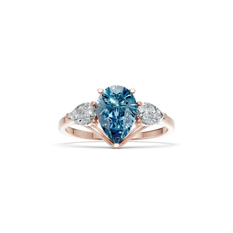 Swiss Blue Topaz Three Pear Cut Stone Ring