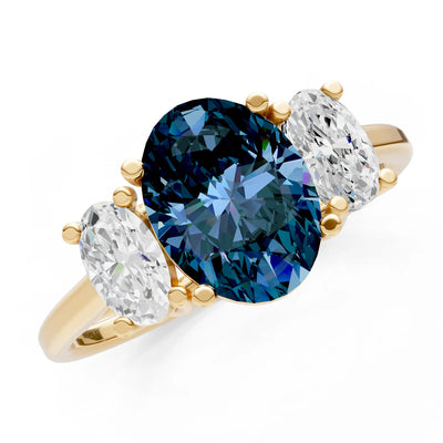 Alexandrite Three Oval Cut Stone Ring