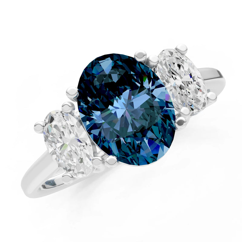 Alexandrite Three Oval Cut Stone Ring