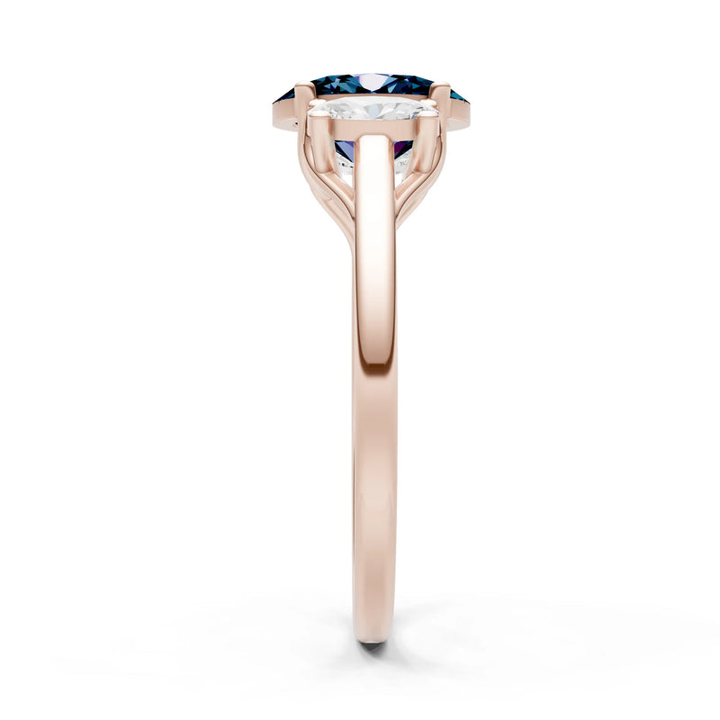 Alexandrite Three Oval Cut Stone Ring