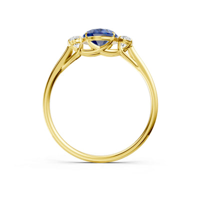 Blue Sapphire Three Oval Cut Stone Ring