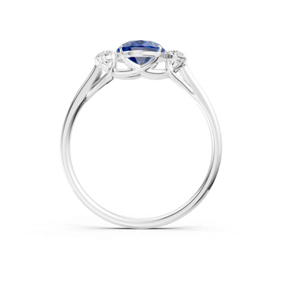 Blue Sapphire Three Oval Cut Stone Ring