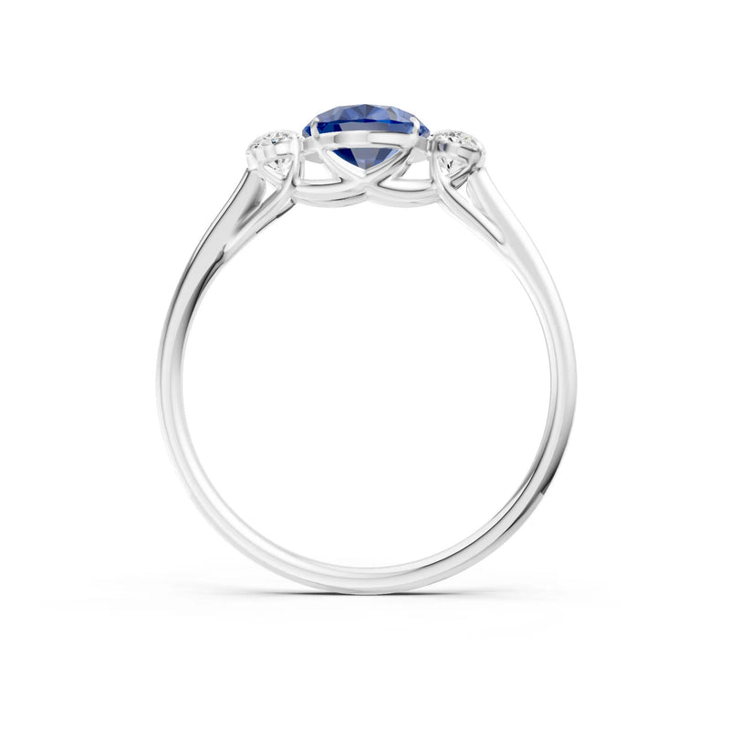 Blue Sapphire Three Oval Cut Stone Ring