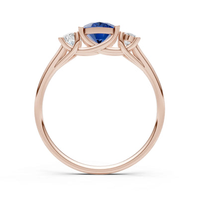 Blue Sapphire Three Oval Cut Stone Ring