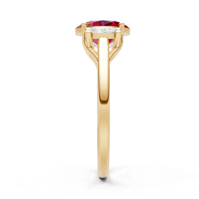 Ruby Three Oval Cut Stone Ring