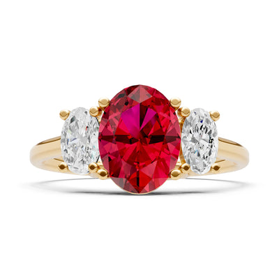 Ruby Three Oval Cut Stone Ring
