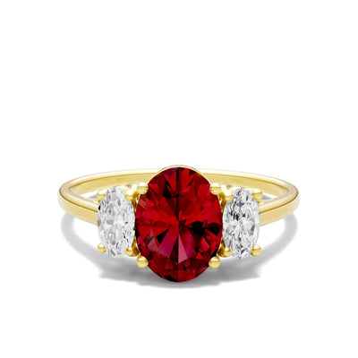 Ruby Three Oval Cut Stone Ring