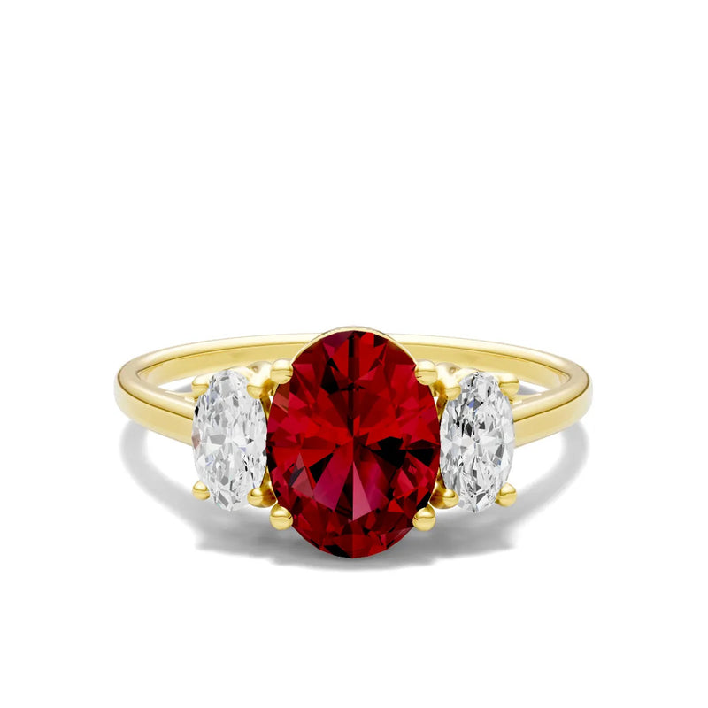 Ruby Three Oval Cut Stone Ring