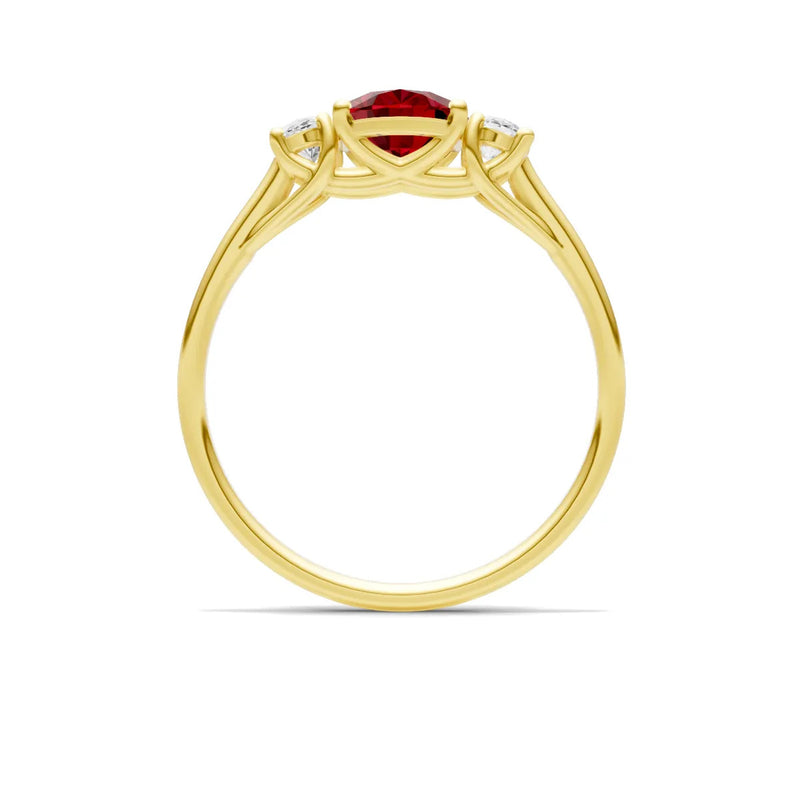 Ruby Three Oval Cut Stone Ring