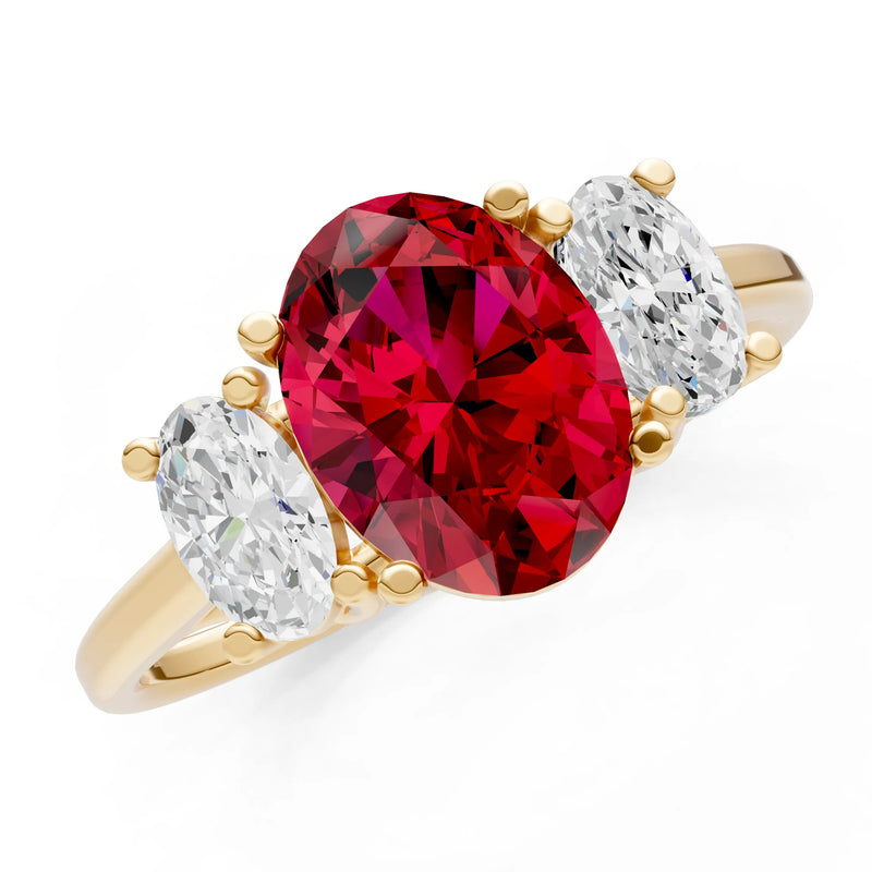 Ruby Three Oval Cut Stone Ring