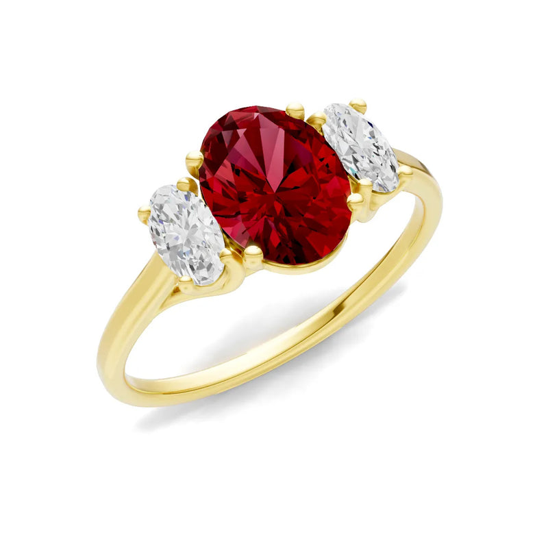 Ruby Three Oval Cut Stone Ring