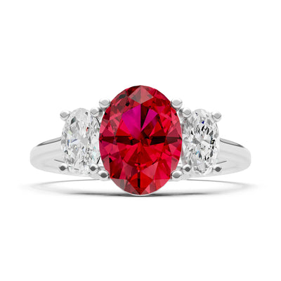 Ruby Three Oval Cut Stone Ring