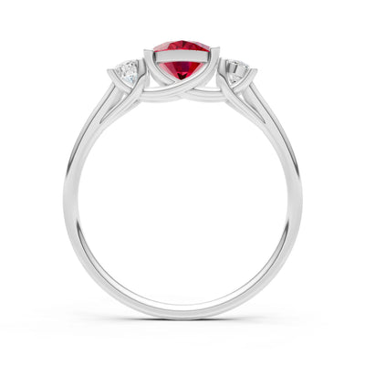 Ruby Three Oval Cut Stone Ring