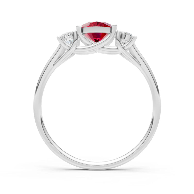 Ruby Three Oval Cut Stone Ring