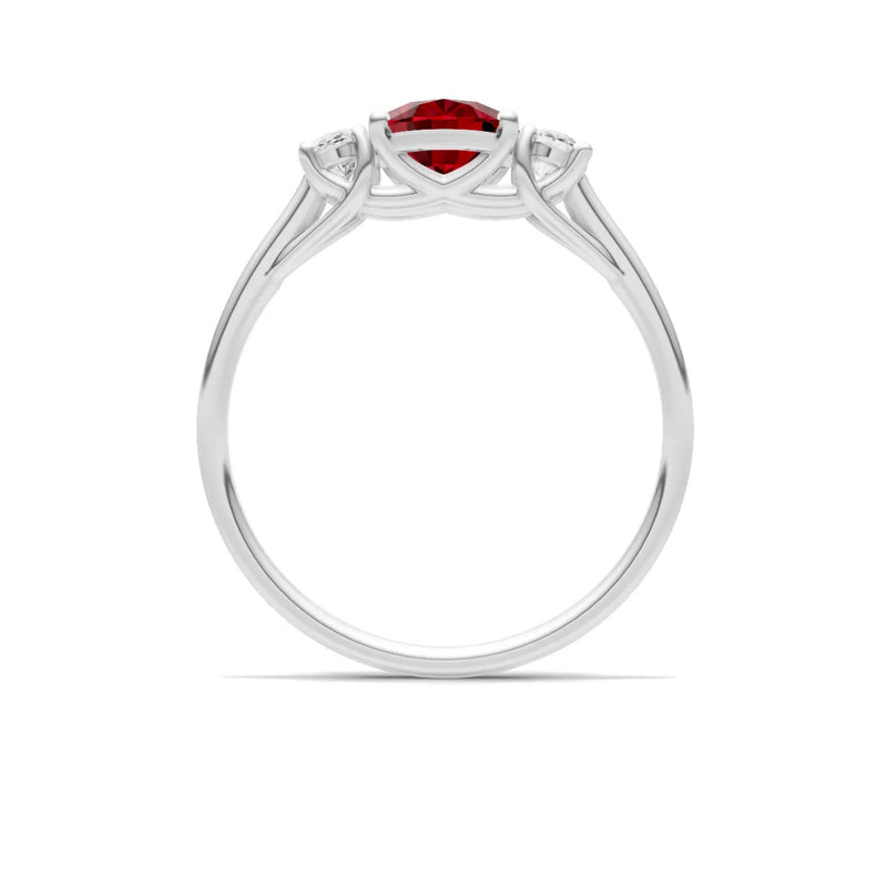 Ruby Three Oval Cut Stone Ring
