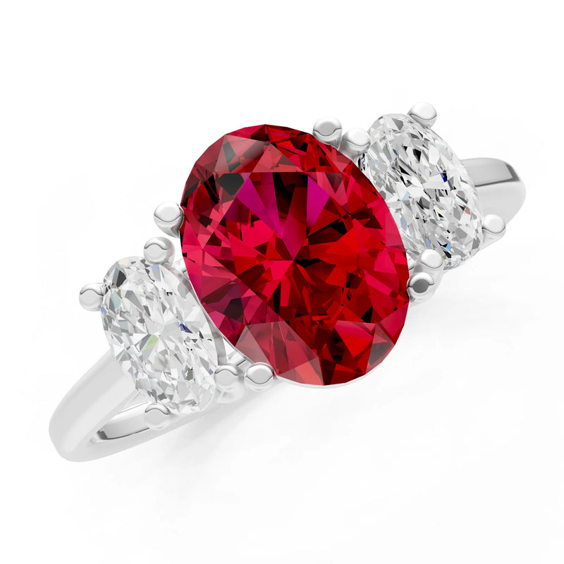 Ruby Three Oval Cut Stone Ring