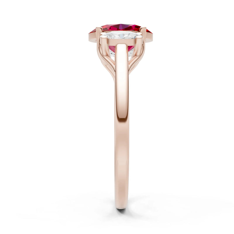 Ruby Three Oval Cut Stone Ring