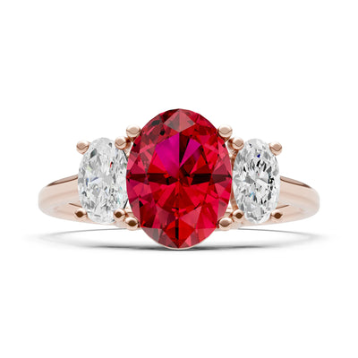 Ruby Three Oval Cut Stone Ring