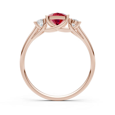 Ruby Three Oval Cut Stone Ring