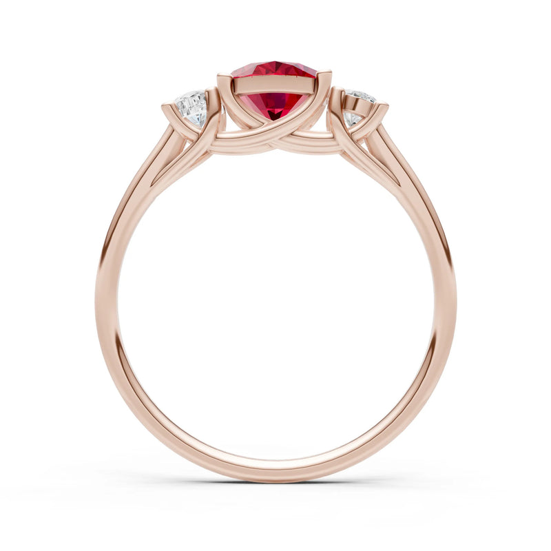 Ruby Three Oval Cut Stone Ring