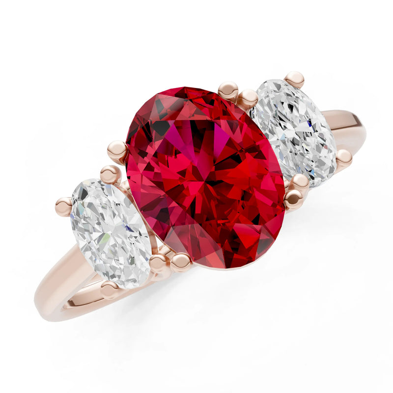 Ruby Three Oval Cut Stone Ring